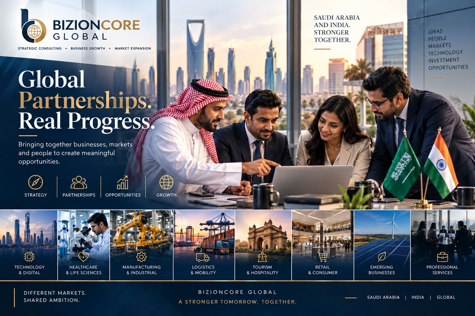 Global Partnerships. Real Progress. &mdash; Eight Industry Sectors Covered by Bizioncore Global